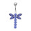 (Emerald, Silver) Jewelled Firefly Silver Belly Ring 6