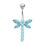 (Dark Blue, Silver) Jewelled Firefly Silver Belly Ring 4