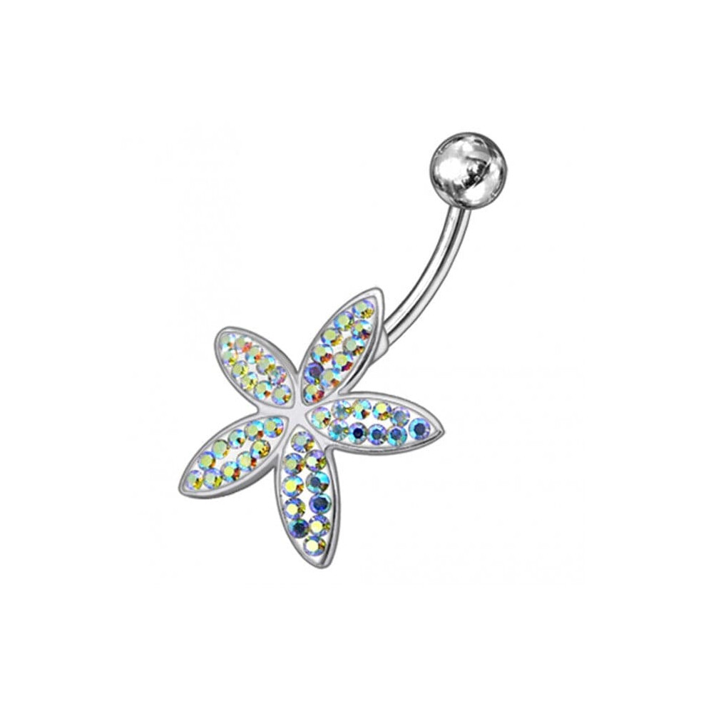 (Lavender, Rose Gold) Jewelled Flower Silver Navel Ring-image-OPC-PHF7DX5-NEW