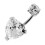 (Lavender, Silver) Jewelled Heart Spinal Belly Ring 1