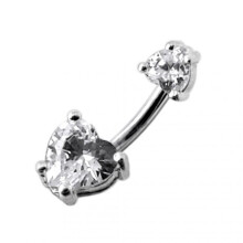 (Black, Silver) Jewelled Hearts Spinal Belly Button Ring
