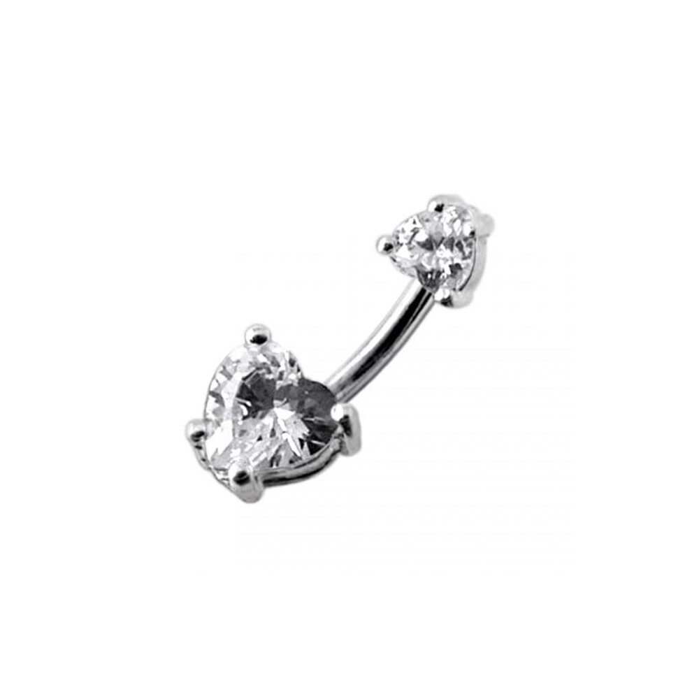(Dark Blue, Silver) Jewelled Hearts Spinal Belly Button Ring-image-OPC-PHF7DZP-NEW