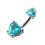 (Clear, Silver) Jewelled Hearts Spinal Belly Button Ring 3