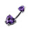 (Purple, Silver) Jewelled Hearts Spinal Belly Button Ring 10
