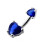 (Purple, Silver) Jewelled Hearts Spinal Belly Button Ring 5