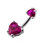 (Purple, Silver) Jewelled Hearts Spinal Belly Button Ring 11