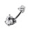 (Purple, Silver) Jewelled Hearts Spinal Belly Button Ring 2
