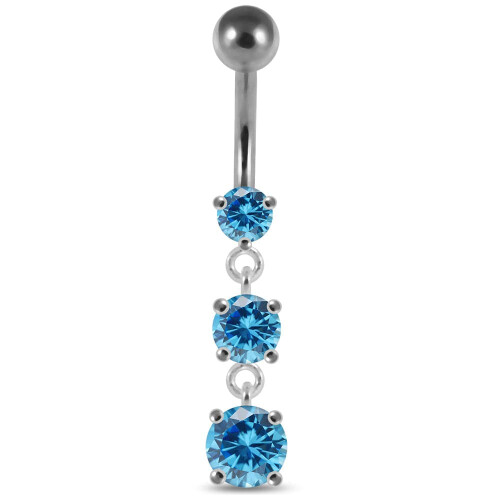 (Clear, Silver) Moving Jewelled Charms Belly Ring 2