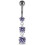 (Clear, Silver) Moving Jewelled Charms Belly Ring 8