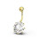 (Purple, Silver) Single Jewelled Silver Belly Ring 1