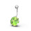 (Peridot, Silver) Single Jewelled Silver Belly Ring 8