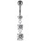 (Clear, Silver) Moving Jewelled Charms Belly Ring 5