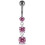 (Clear, Silver) Moving Jewelled Charms Belly Ring 10