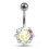 (Purple, Silver) Single Jewelled Silver Belly Ring 12