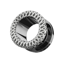 (16mm, Pair) 316L Surgical Steel Laser-Cut Edge Externally Threaded Tunnel