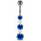 (Emerald, Silver) Moving Jewelled Charms Belly Ring 6