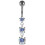 (Emerald, Silver) Moving Jewelled Charms Belly Ring 2