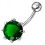 (Peridot, Silver) Single Jewelled Silver Belly Ring 6