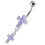 (Peridot, Silver) Moving Jewelled Cross Belly Ring 4