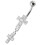(Peridot, Silver) Moving Jewelled Cross Belly Ring 11