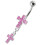 (Peridot, Silver) Moving Jewelled Cross Belly Ring 6