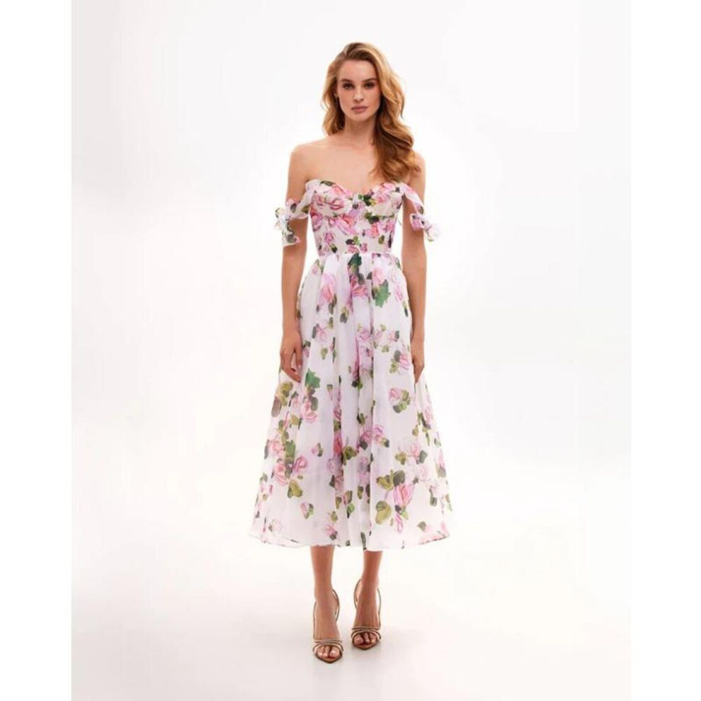 (pink, XL) Off-the-shoulder Women's Fashion Organza Fairy Long Style Evening Dress