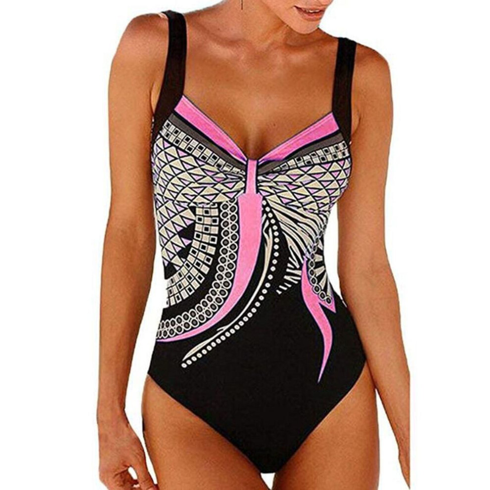 (S, pink) Women's Swimsuit  Bikini Print Sleeveless Sexy Swimsuit-image-OPC-PHF7GDZ-NEW