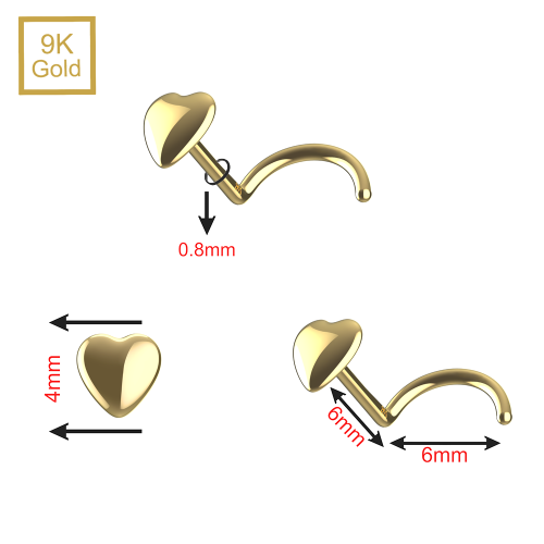 9K Gold Heart Nose Screw 2