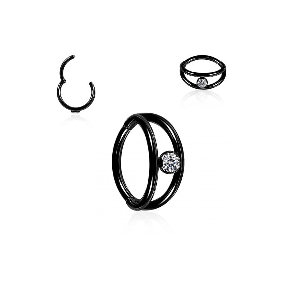 (Black, 10mm) 316L Surgical Steel Jewelled Eye Hinged Segment Clicker Ring-image-OPC-PHF7HKD-NEW