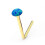 (Green Opal, 1.5mm) 9K Gold L-Shaped Crystal Nose Stud 5