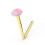 (Pink Opal, 1.5mm) 9K Gold L-Shaped Crystal Nose Stud 8