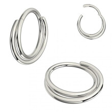 (Silver, 12mm) 316L Surgical Steel Double Row Twisted Hinged Segment Clicker Ring