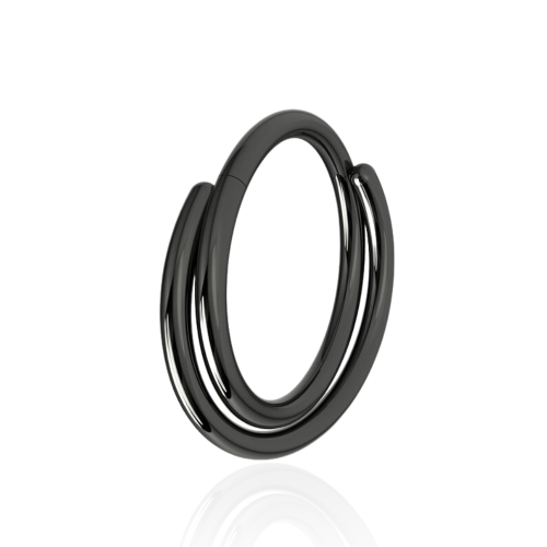 (Silver, 12mm) 316L Surgical Steel Double Row Twisted Hinged Segment Clicker Ring 1
