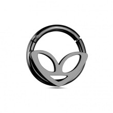 (Black, 10mm) 316L Surgical Steel Alien Head Hinged Segment Clicker Ring