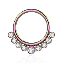 (Rainbow, 8mm) 316L Surgical Steel and CZ Stones in Bezel Set Hinged Segment Ring