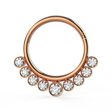(Rose Gold, 12mm) 316L Surgical Steel and CZ Stones in Bezel Set Hinged Segment Ring