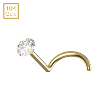 (2.0mm) 18K Yellow Gold CZ Jewelled Screw Nose Stud