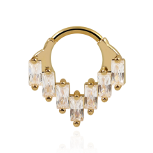 (Black) 316L Surgical Steel Multi CZ Jewelled Chandelier Style Hinged Segment Clicker Ring