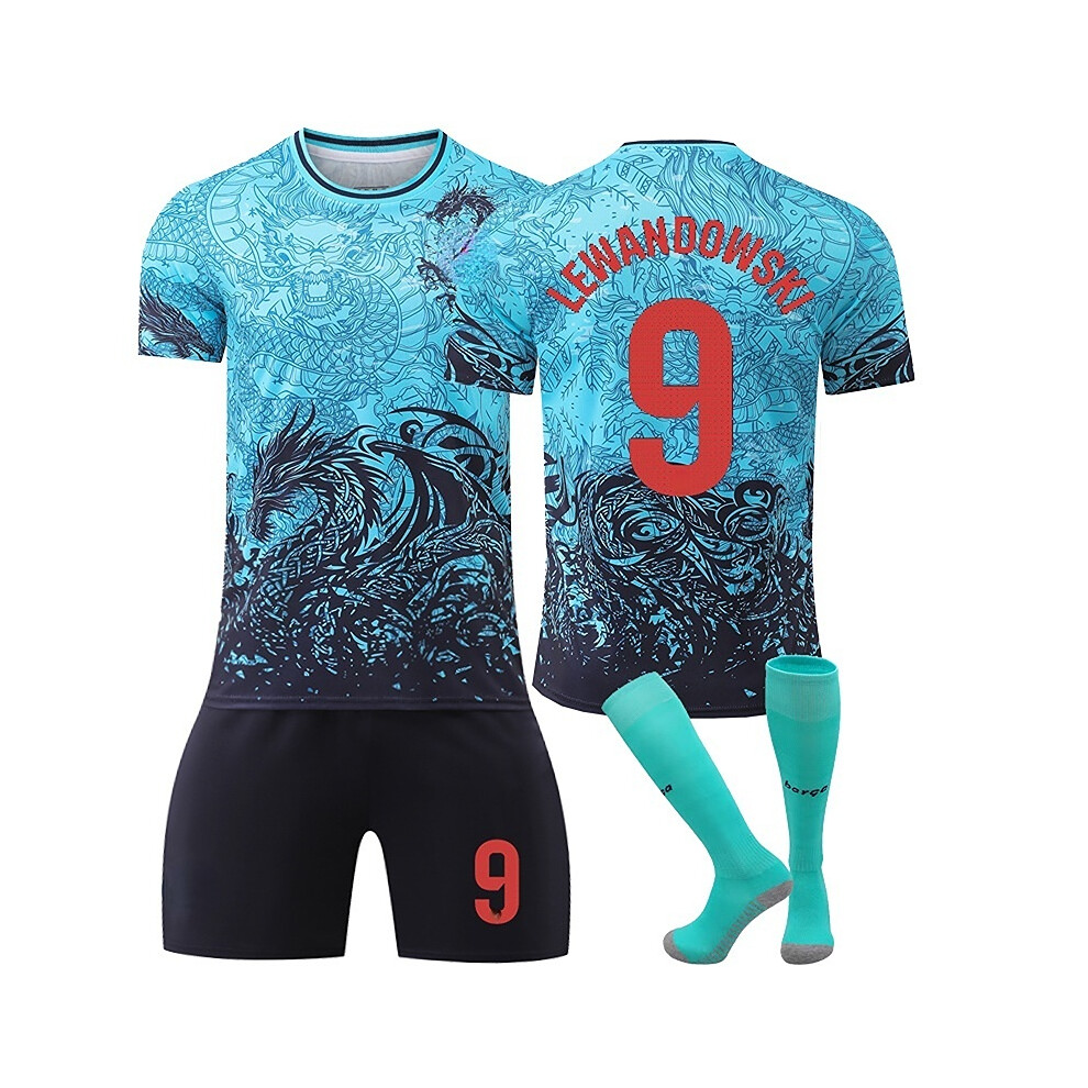 (22) Zimin 25/26 Blaugrana Blue Dragon Football Activewear No.9 Lewandowski Fans Football Training Replica Shirt For Kids And Adult