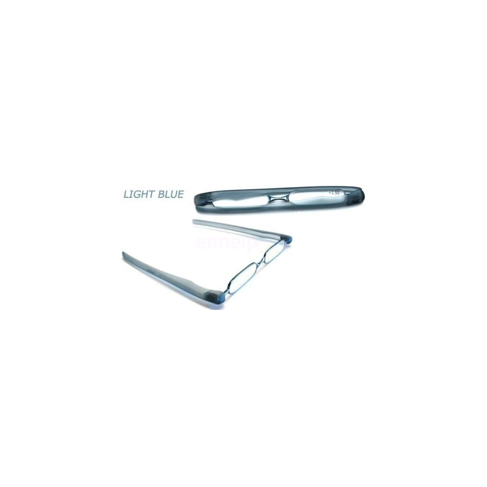 (Light Blue, +2.00) 360 Rotation Folding Portable Eyeglass Frame Reading Glasses +1.0 1.5 2.0