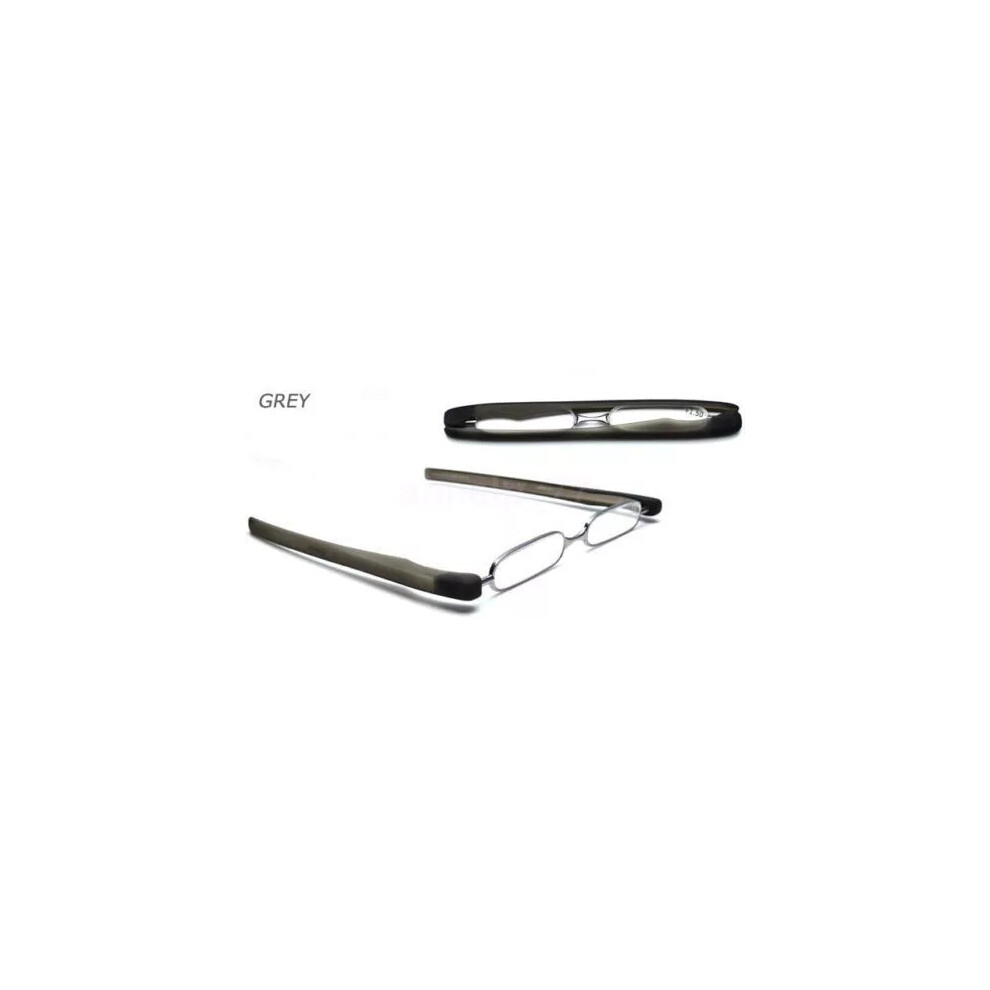 (Grey, +2.50) 360 Rotation Folding Portable Eyeglass Frame Reading Glasses +1.0 1.5 2.0