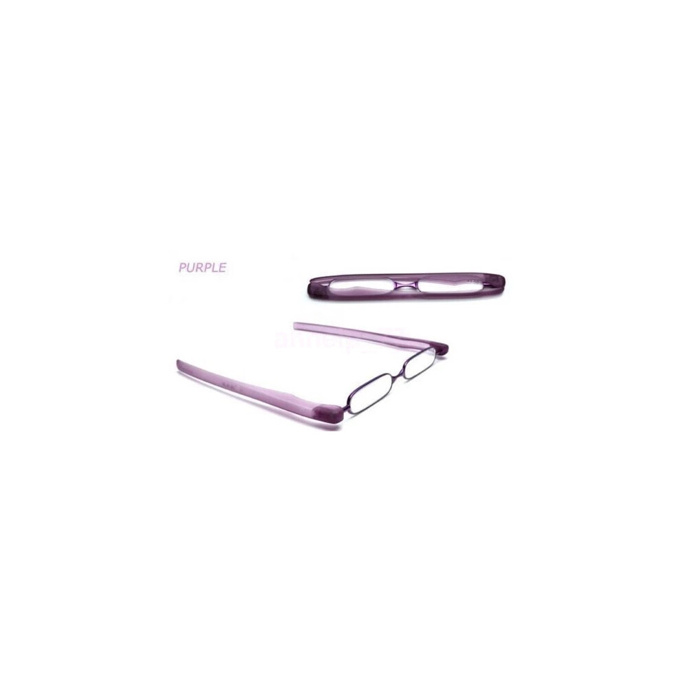 (Purple, +3.00) 360 Rotation Folding Portable Eyeglass Frame Reading Glasses +1.0 1.5 2.0
