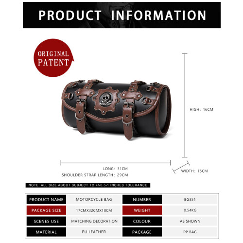 Vintage PU Leather Motorcycle Tool Bag – Waterproof Handlebar Saddle Pouch 1