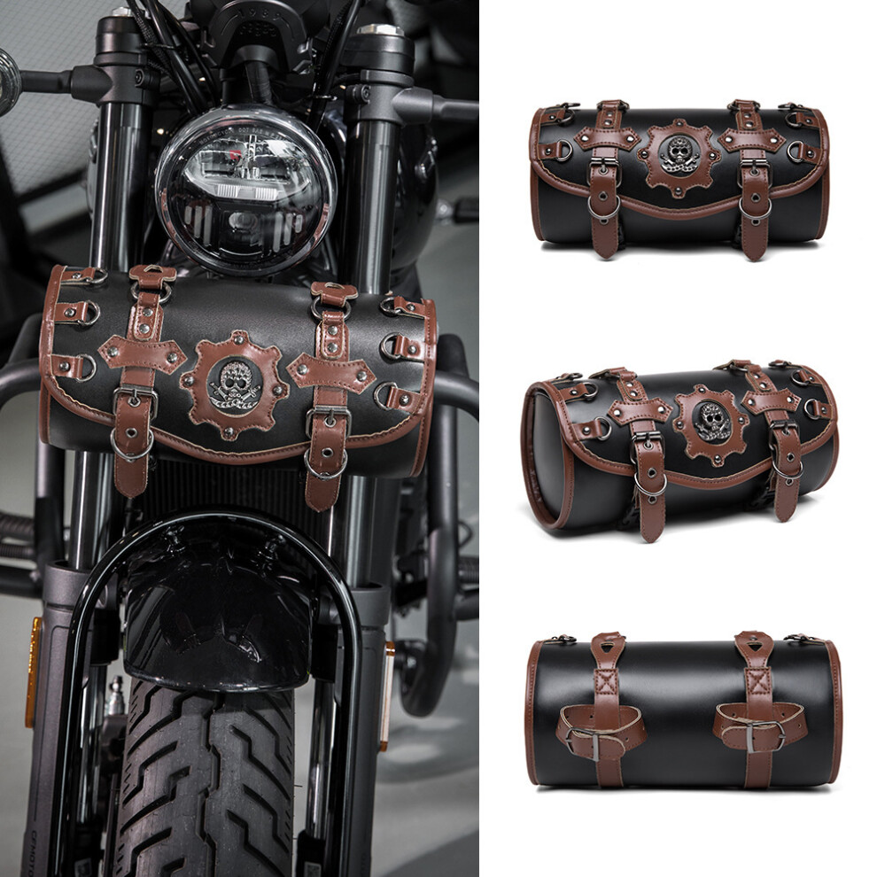 Vintage PU Leather Motorcycle Tool Bag – Waterproof Handlebar Saddle Pouch