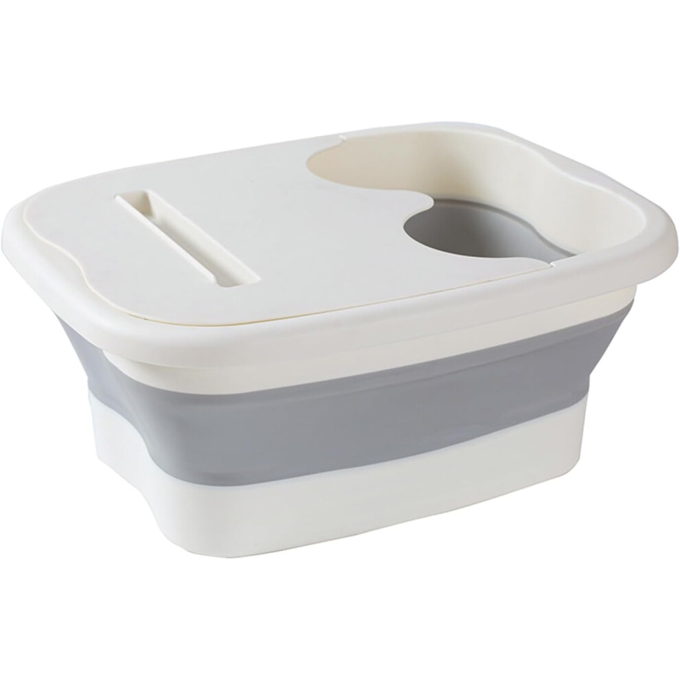 White (White) Foot Soaking Bath Basin - Foot Soak Bath Tub With Massaging Rollers - Stress Relief Foot Spa, Foldable Bucket Large Foot Soaking Tub Bucket