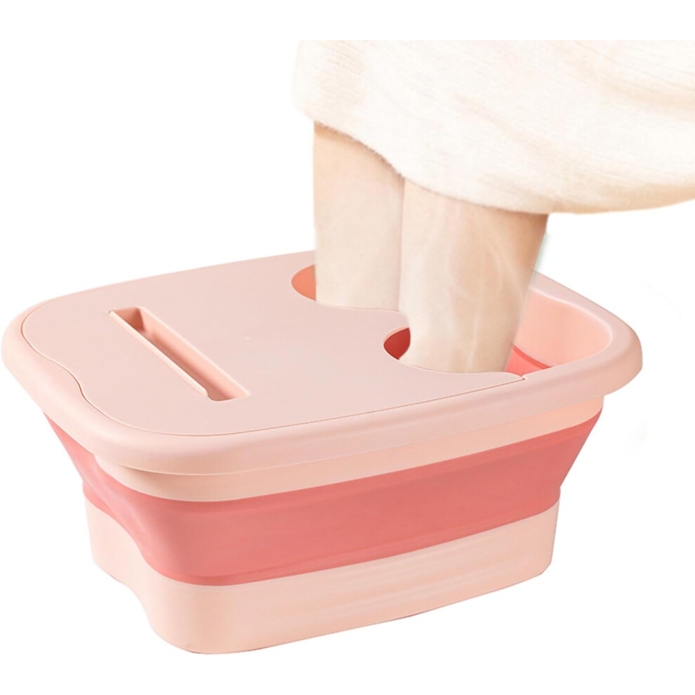 Pink (Pink) Foot Soaking Bath Basin - Foot Soak Bath Tub With Massaging Rollers - Stress Relief Foot Spa, Foldable Bucket Large Foot Soaking Tub Bucket