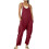 (M, claret) 2024 Women's Solid Color Zipper Jumpsuit With Patch Pockets And Adjustable Straps 1