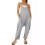 (M, navy blue) 2024 Women's Solid Color Zipper Jumpsuit With Patch Pockets And Adjustable Straps 4