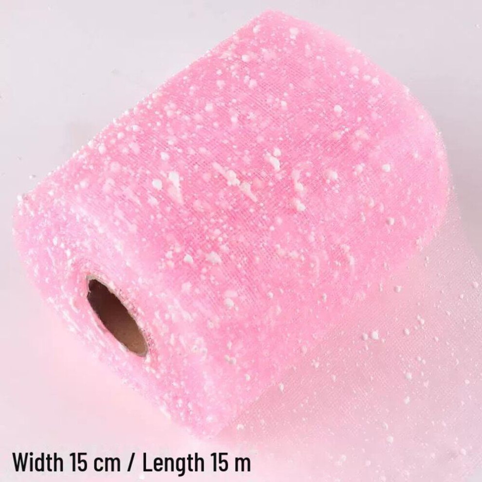 (pink, 15cm wide 15 meters) 15cm Wide Snow Dot Mesh Yarn For Rose Bouquet Packaging And Wedding Decor