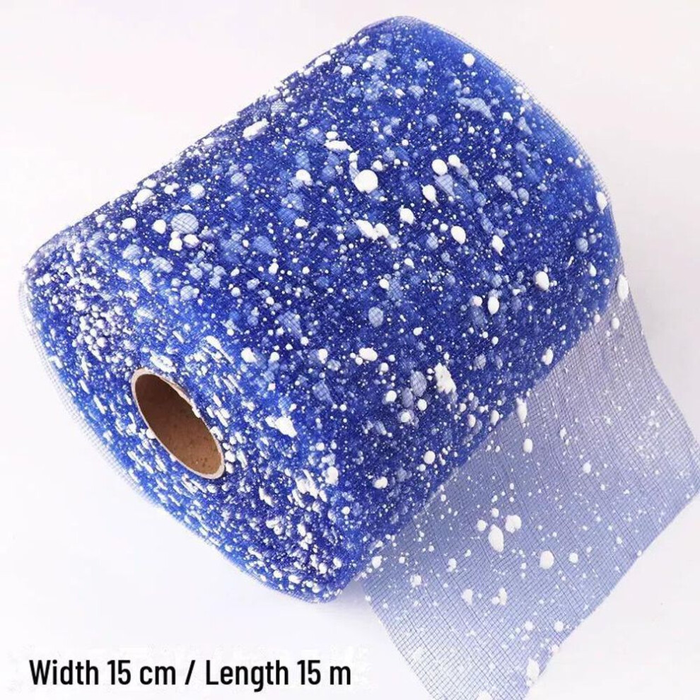 (dark blue, 15cm wide 15 meters) 15cm Wide Snow Dot Mesh Yarn For Rose Bouquet Packaging And Wedding Decor